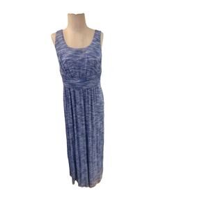 Spense Maxi Dress Women's Medium Blue and White Sleeveless Round Neck Pullover